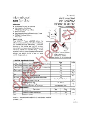 IRFR3710ZTRLPBF datasheet  